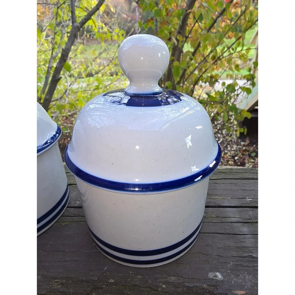 Vintage Dansk NR Japan Cobalt Blue Covered Jar Pair w/ Spoons | Niels Refsgaard‎